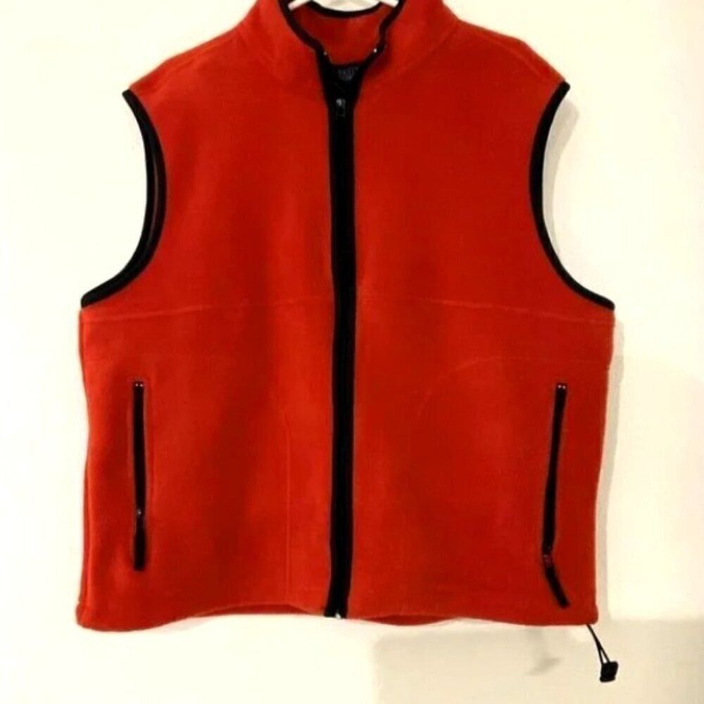 Fleece Vest Burnt Orange Full-Zip Large NWT Basic Editions Large